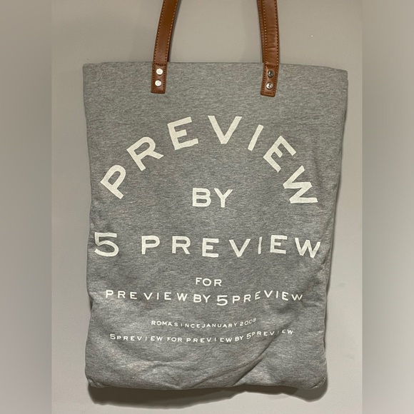 5PREVIEW- Shoreline N015 - Women’s TOTE BAG - Large- Grey, white & tan handle - Picture 2 of 4